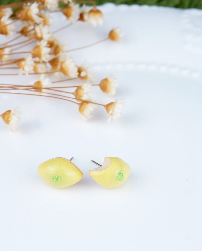 来口柠檬蛋糕耳环 / 耳针 / 耳夹 - 耳环/耳夹 - 粘土 黄色