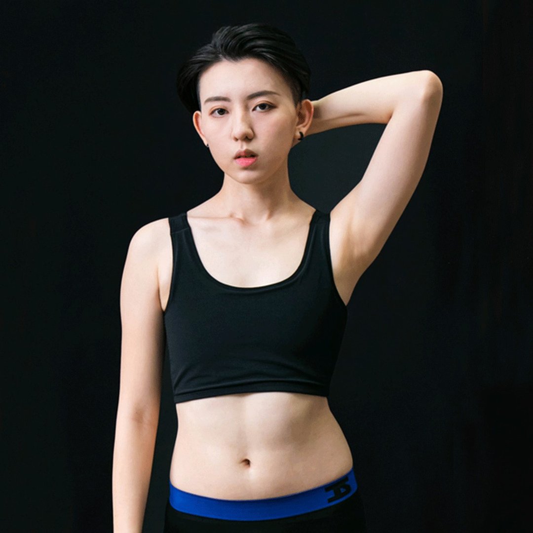 全网布黏式半身防驼透气束胸内衣-黑/白 - 女士内衣裤 - 聚酯纤维 黑色