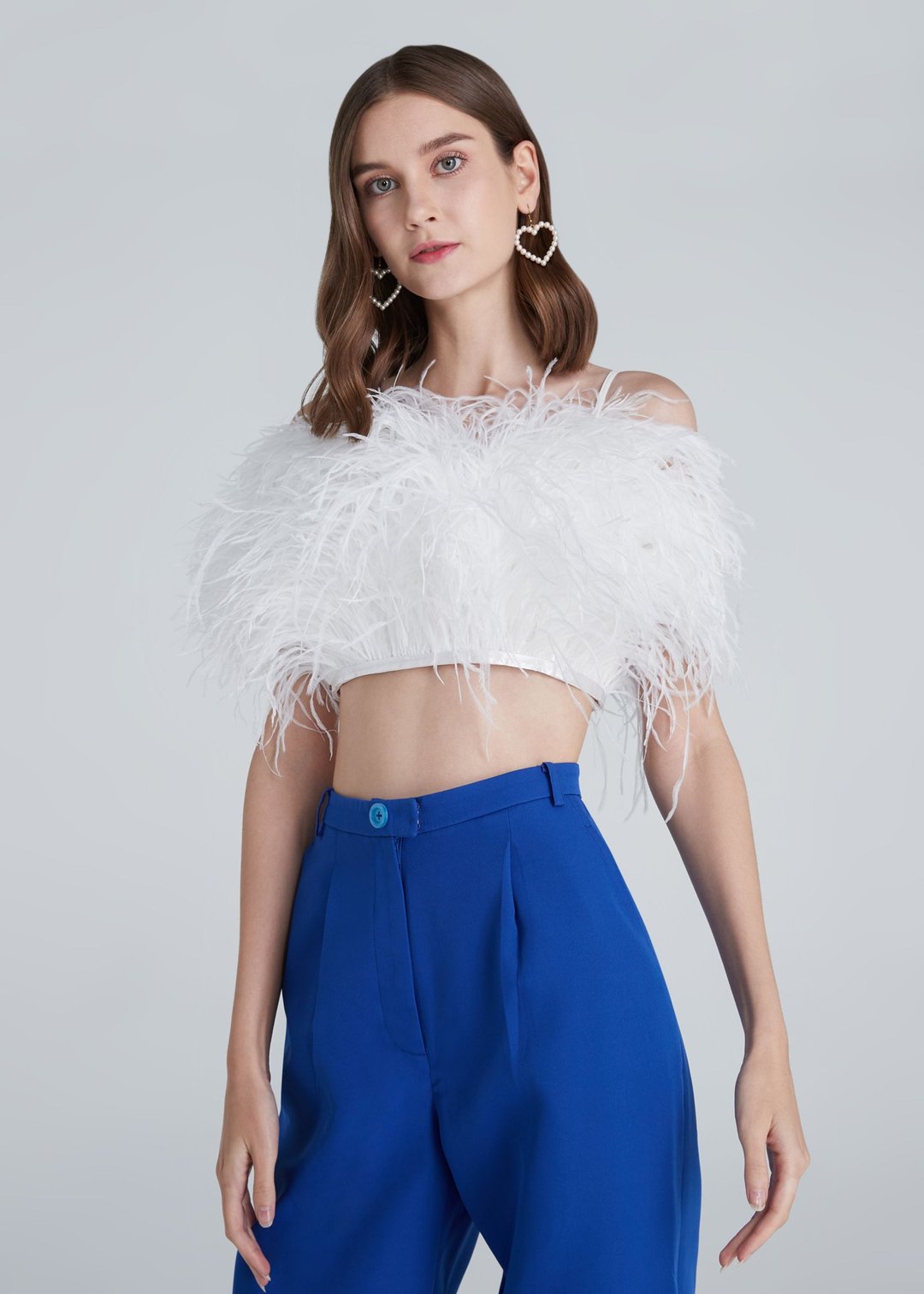Gina  white  feathers top for women - 女装上衣 - 羽绒 白色