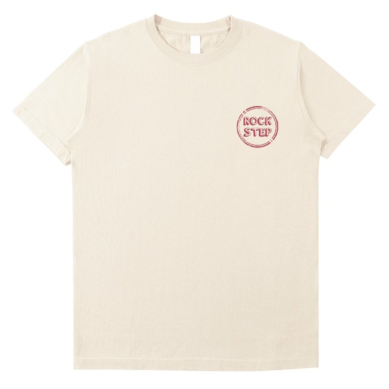 原創手繪 Swing Rock step 復古重磅Tshirt 奶油米白 男女通用 - 中性连帽卫衣/T 恤 - 棉．麻 白色