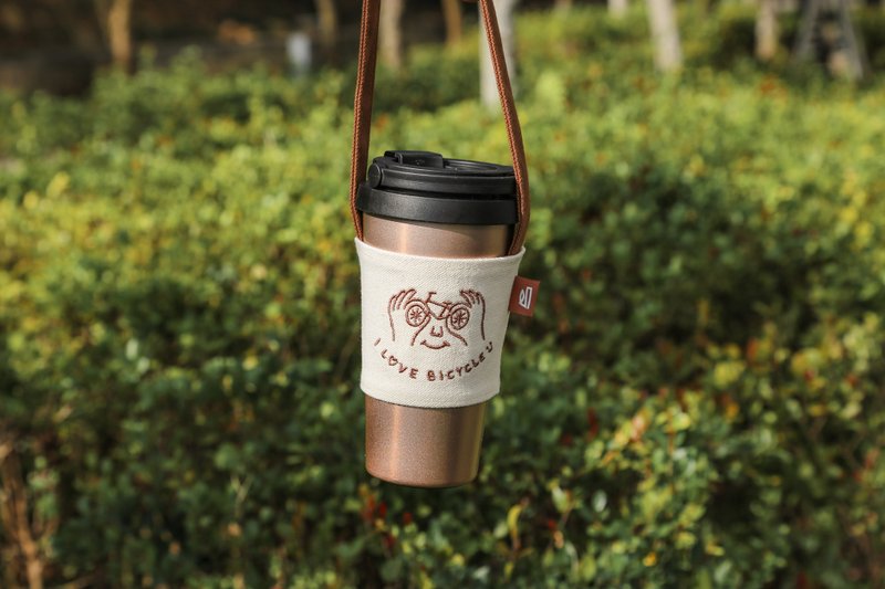 饮料提袋-I LOVE BICYCLE - 随行杯提袋/水壶袋 - 棉．麻 