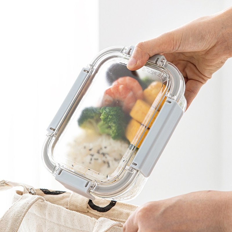 日本霜山 耐热玻璃密封保鲜盒/便当盒-630ml-3入 - 便当盒/饭盒 - 玻璃 透明