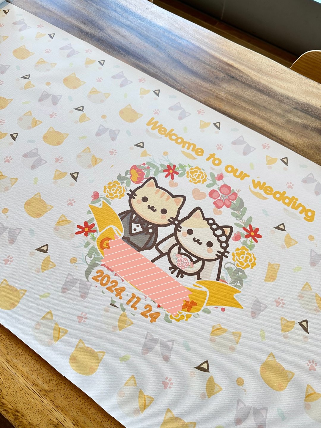 定制化猫系主题婚礼签名留言画布 油画布订制 - 海报/装饰画/版画 - 其他人造纤维 白色