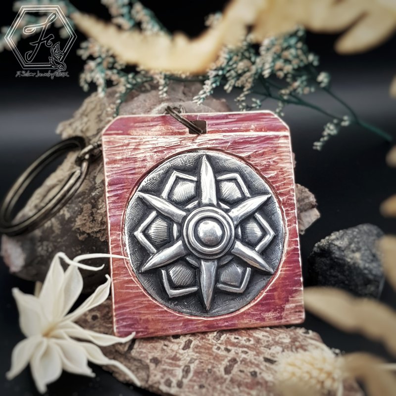 【星辉印记】手工品 收藏 红铜 锡雕 纹章 钥匙圈 - 钥匙链/钥匙包 - 其他金属 红色