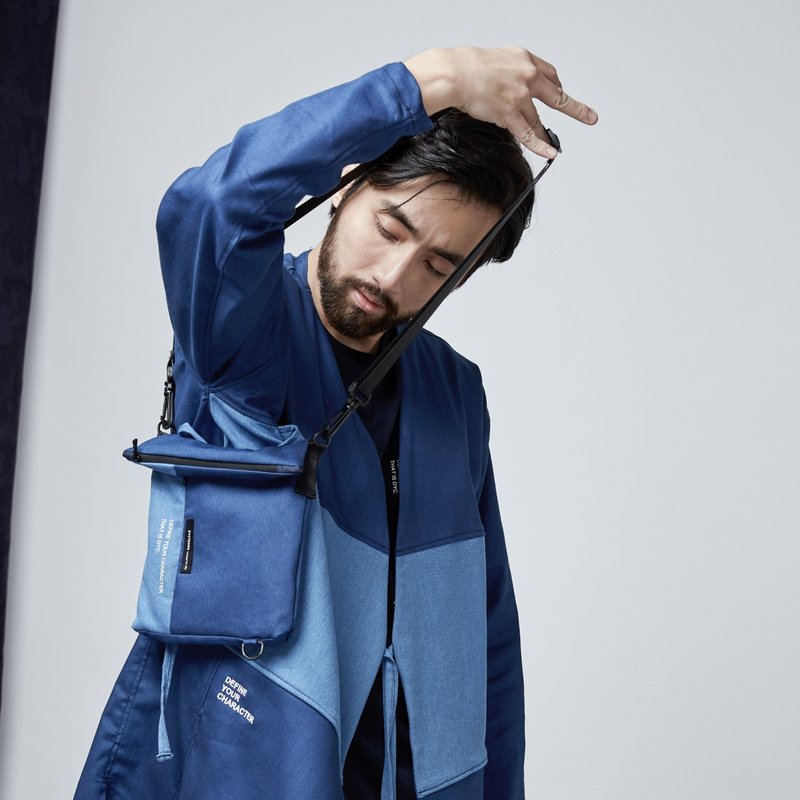 DYCTEAM -Stitching shoulder Bag - 侧背包/斜挎包 - 棉．麻 蓝色