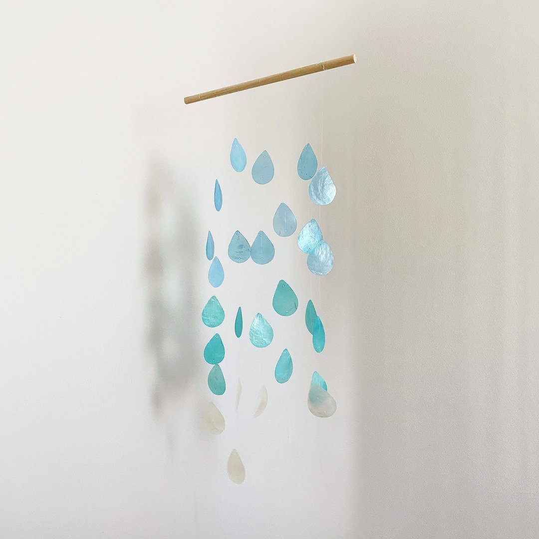 DIY套件|伦敦下雨了-蓝-雨滴|贝壳风铃手机|#0-371 - 其他 - 贝壳 蓝色