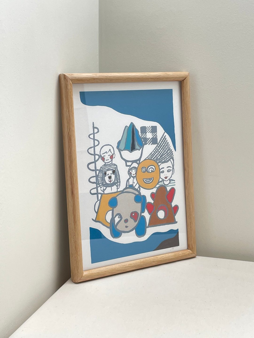 骑熊猫 A4原创手绘印刷绘图 | 挂画 | 限量 | 装饰画 - 海报/装饰画/版画 - 纸 蓝色