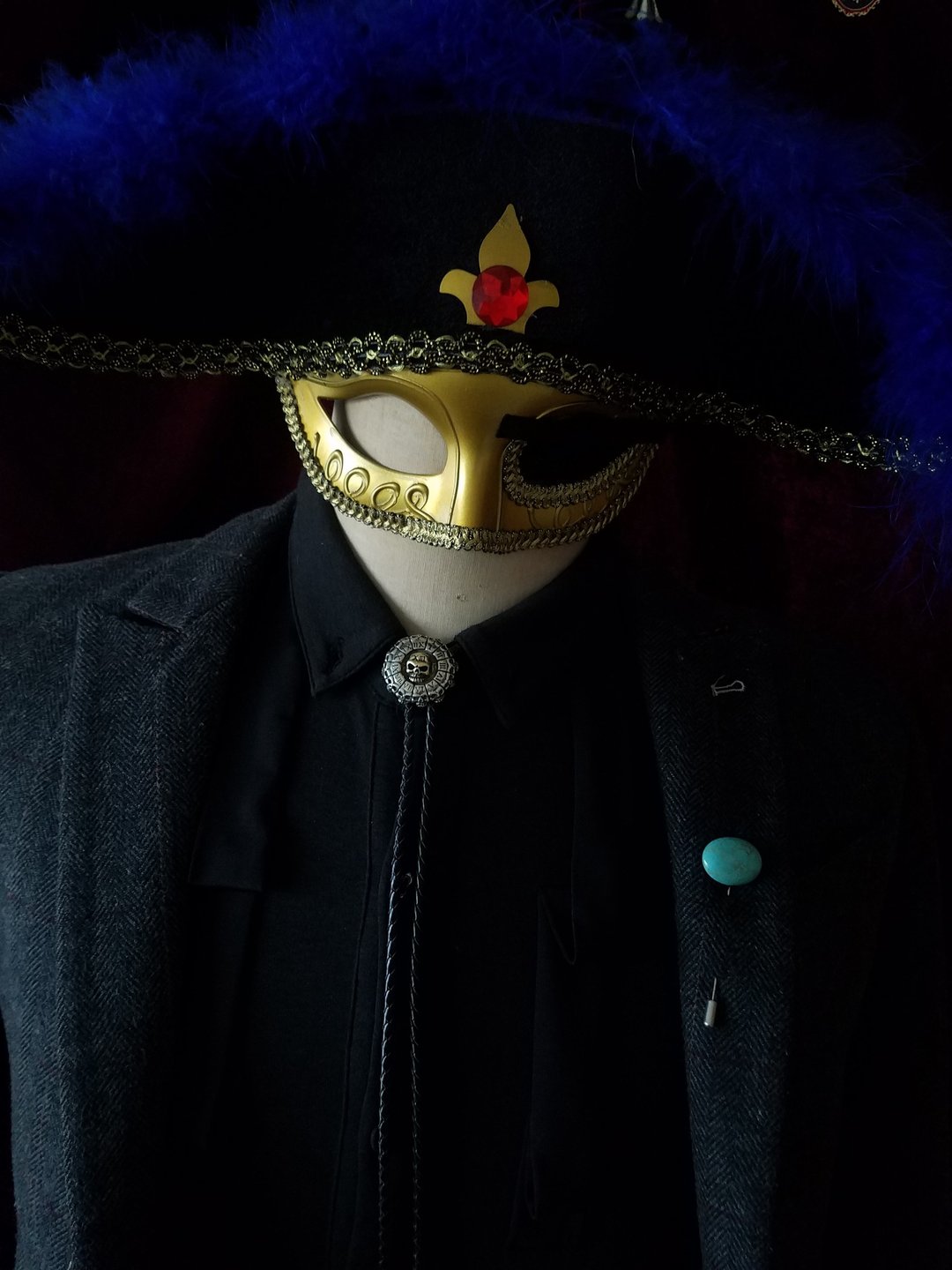 白铜死亡骷髅时钟保罗领带领结西部牛仔bolo tie - 领带/领带夹 - 铜/黄铜 银色