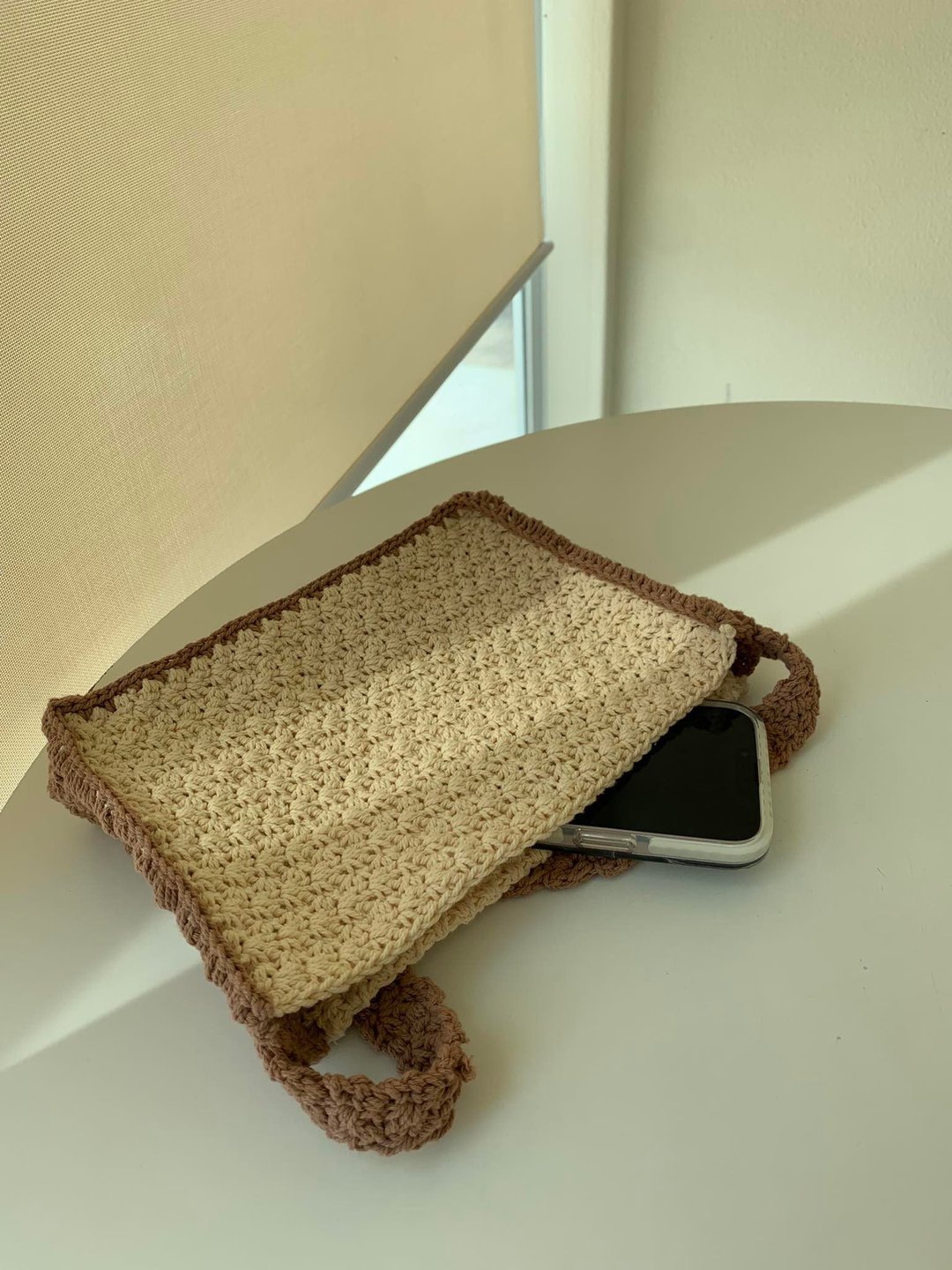 Crochet  Mini Toasty bag - 手提包/手提袋 - 聚酯纤维 咖啡色