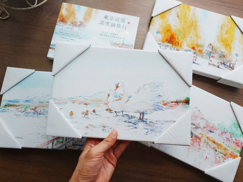 追访富士山の旅 | 山中湖与白天鹅 |无框画20X30cm | 装饰画 | - 海报/装饰画/版画 - 木头 白色