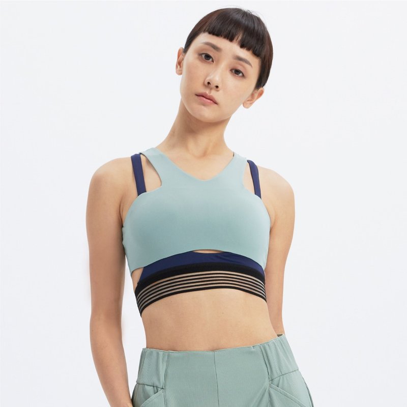 SPORTSWEAR- 轻度支撑交叉运动背心-丈青 - 女装背心 - 聚酯纤维 蓝色