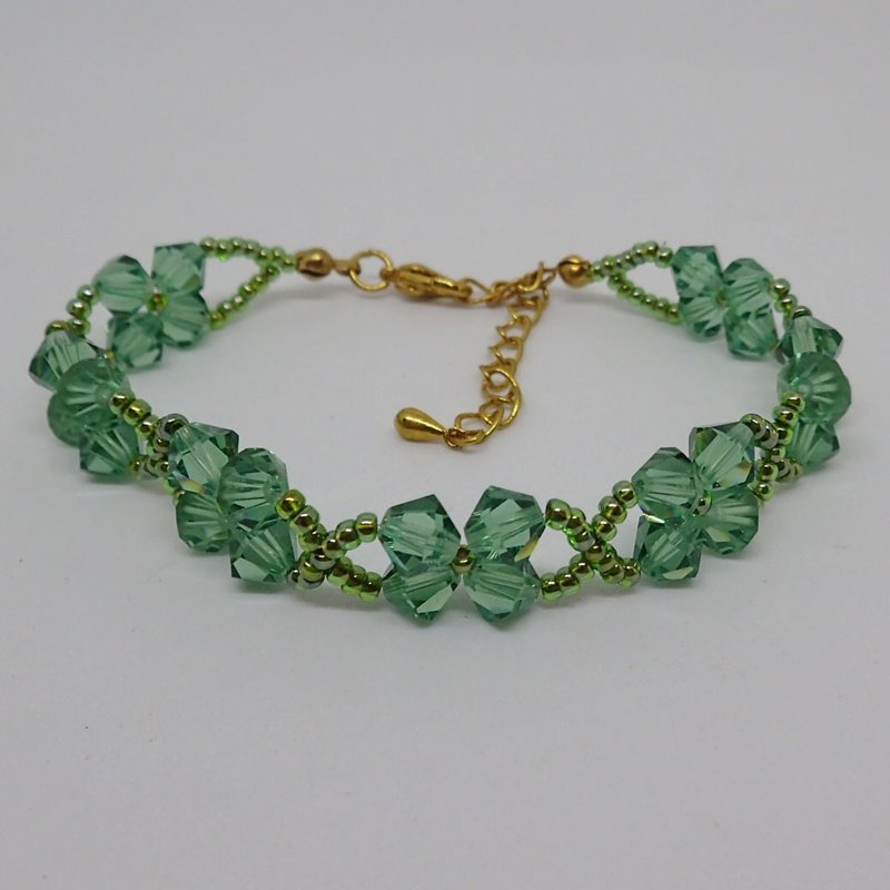 小花手链, 施华洛世奇元素, 浅碧绿 - 手链/手环 - 玻璃 绿色