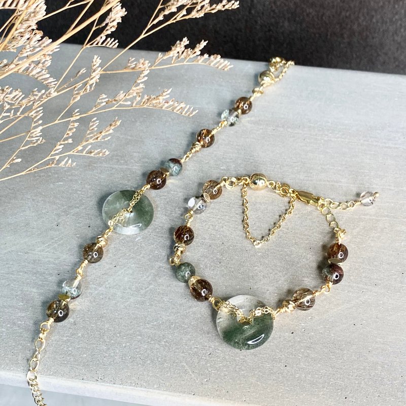 大平安扣造型绿幽灵顶级黑金超七绿幽手链 工作事业 幸运 邻手作 - 手链/手环 - 水晶 绿色