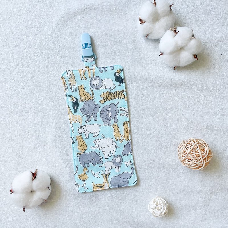 动物大集合 日本二纱  幼儿园 擦手巾 幼儿园必备 手帕 手帕夹 - 其他 - 棉．麻 蓝色