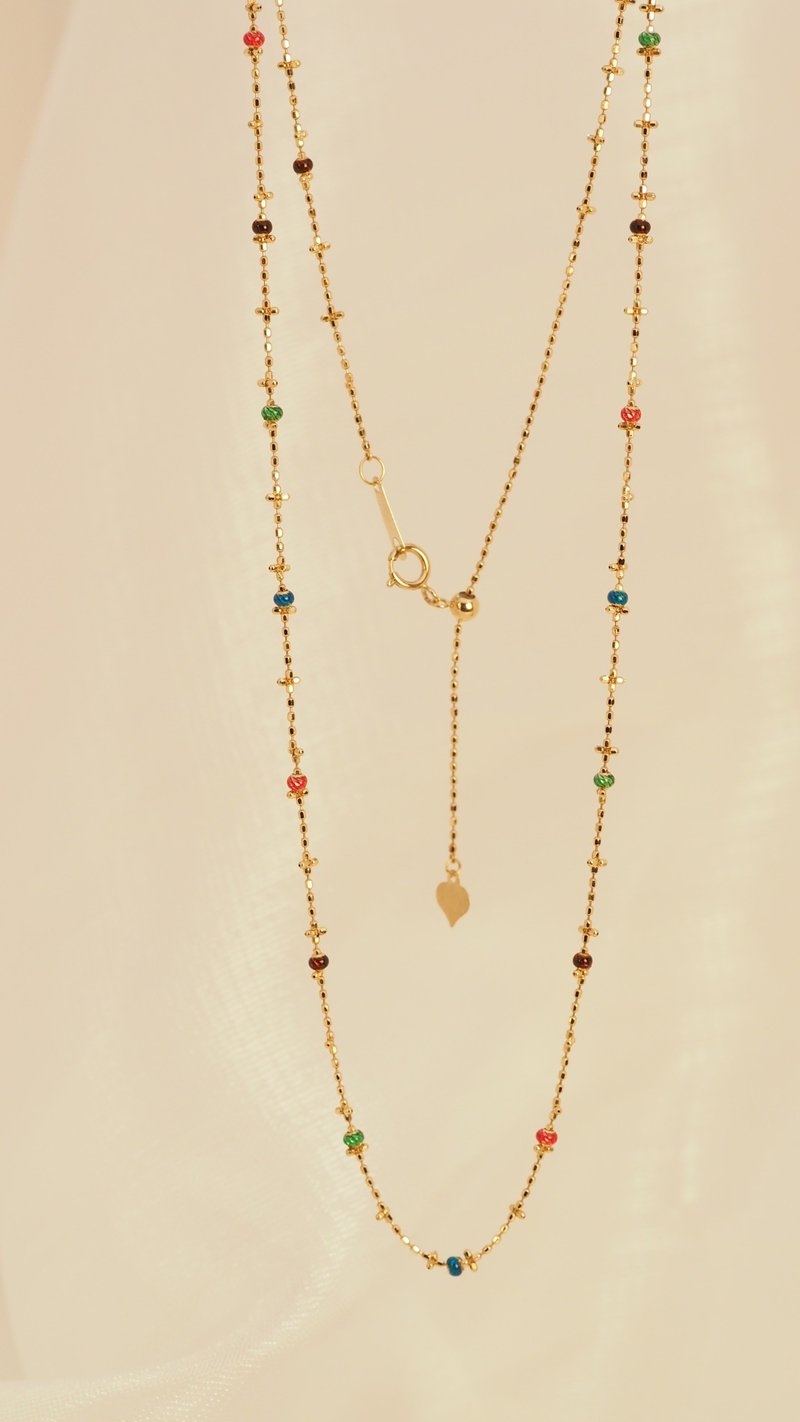 18K金彩虹珐琅珠项链18K Gold The Rainbow Enamel Bead Necklace - 项链 - 贵金属 