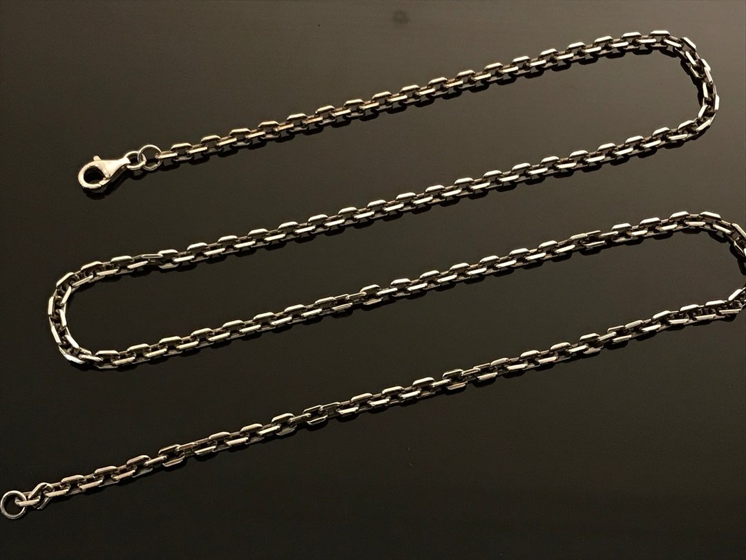 【银链系列】方切银链 /S/45-50cm/925/纯银 - 项链 - 纯银 粉红色