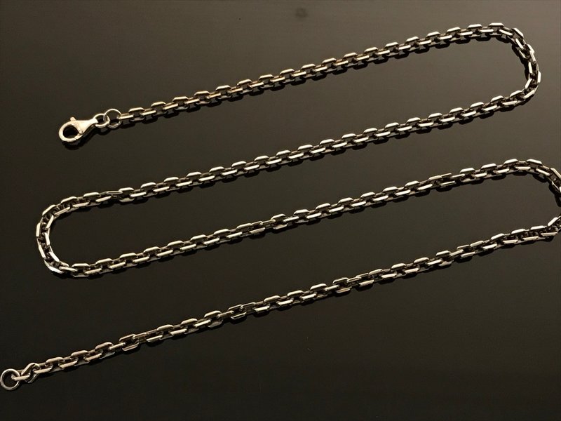 【银链系列】方切银链 /S/45-50cm/925/纯银 - 项链 - 纯银 粉红色