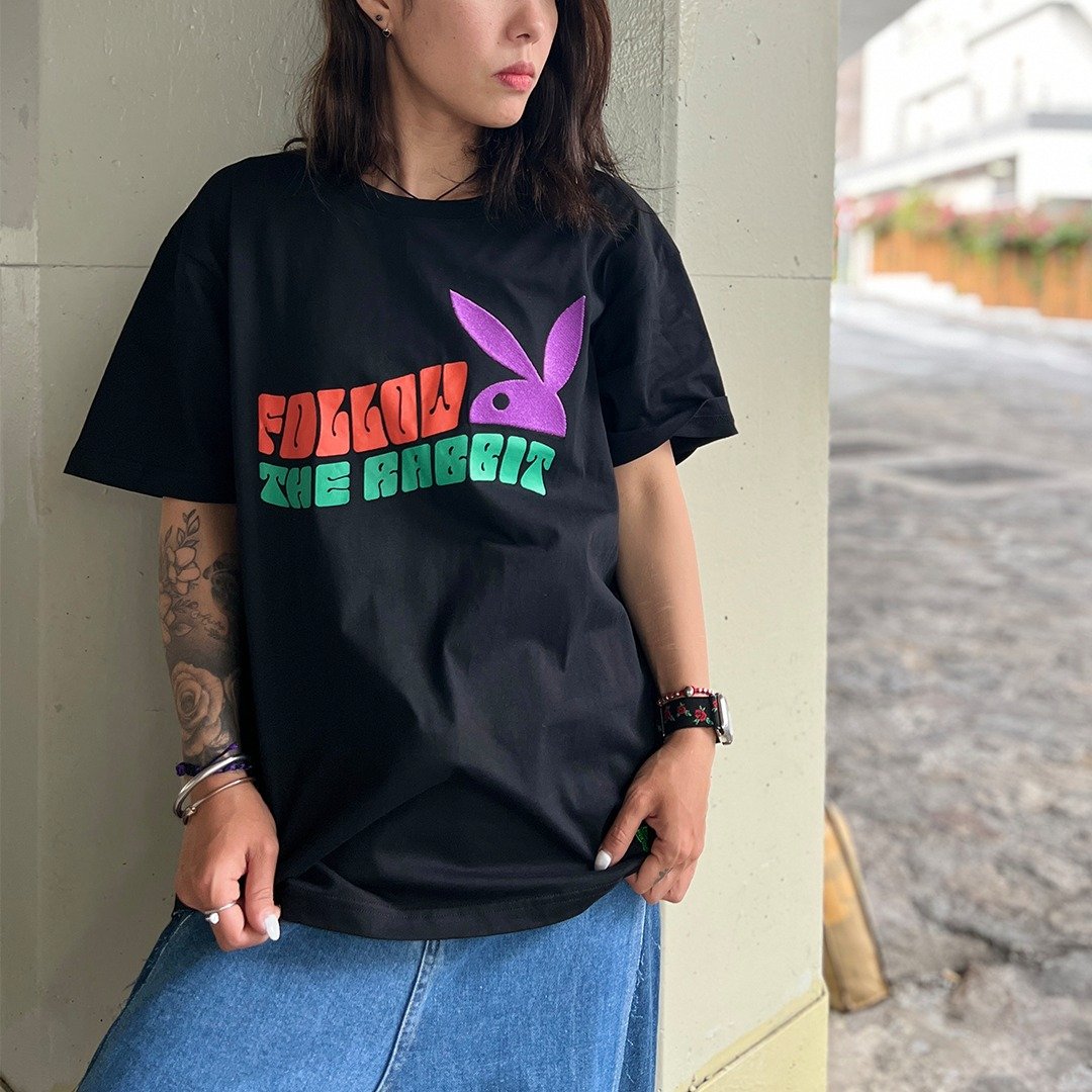 Hate Monday'' X PLAYBOY - 短袖TEE(PBHM-T04) - 中性连帽卫衣/T 恤 - 棉 银色