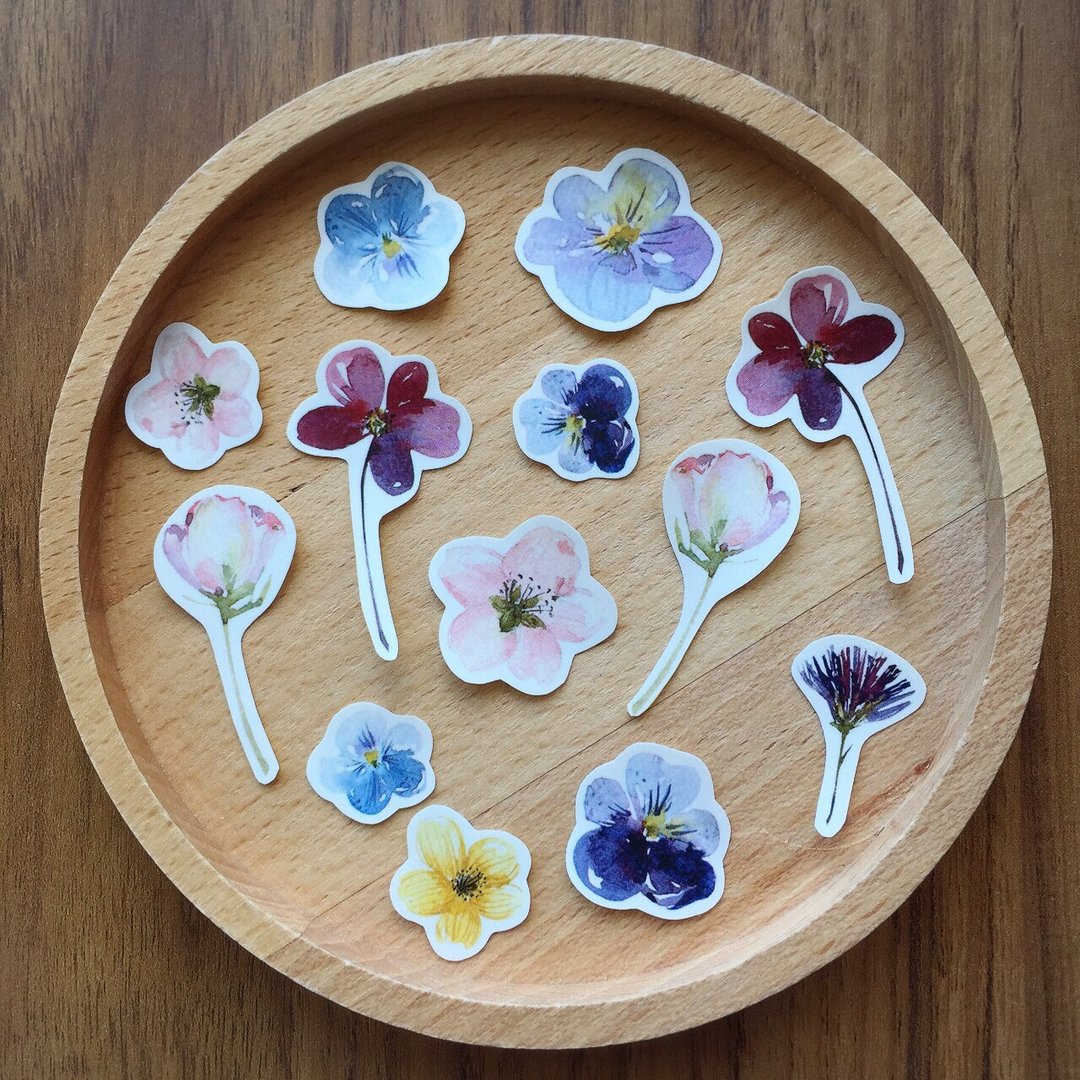 迷你花朵贴纸14张 / 凯若插画 - 贴纸 - 纸 