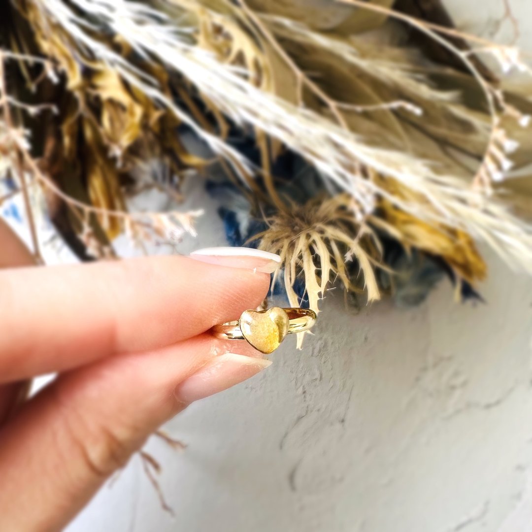 天然石 爱心 戒指 金继 戒指 尾戒 对戒 黄水晶 小巧 精致 纤细 迷你 金色 黄色 天然石戒指 天然石指环 - 戒指 - 半宝石 黄色