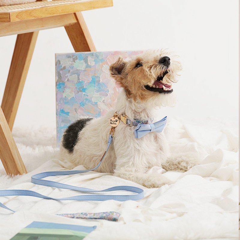 定制/领结可拆/棉质舒适 | 狗猫项圈-紫藤迷雾 Pawsholic爪迷 - 项圈/牵绳 - 棉．麻 