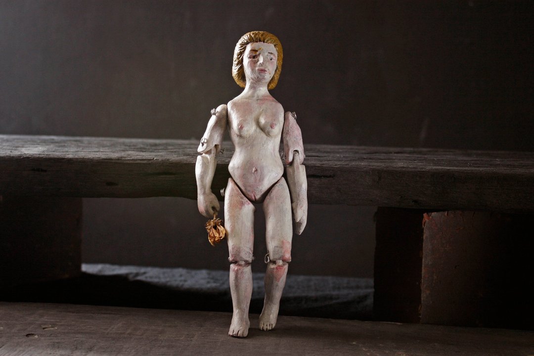 短发女子(18.5cm 手工制作 陶偶) - 玩偶/公仔 - 陶 