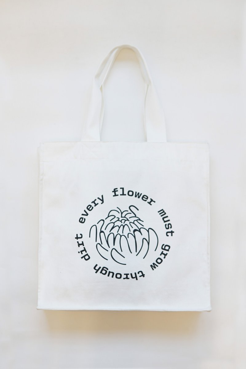 GOC Studio 印花图案帆布袋 手提袋 - 白色 - 手提包/手提袋 - 棉．麻 白色