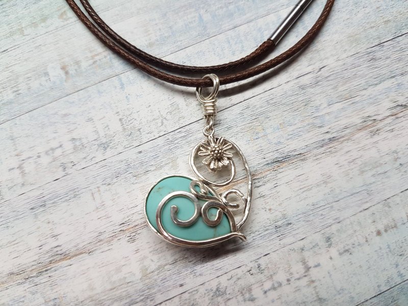 |心花开| 纯银项链 - 项链 - 纯银 蓝色