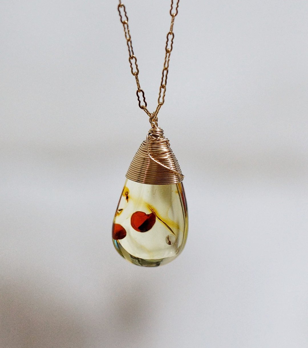 14K包金 GF 波罗的海琥珀锁骨链 No.1 ( 14K GF Amber Necklace ) - 锁骨链 - 宝石 