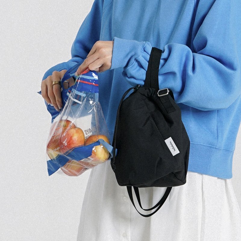 City系列新品 | CHICO 双面索绳斜背侧背水桶包S号 手机袋 (黑) - 侧背包/斜挎包 - 尼龙 黑色