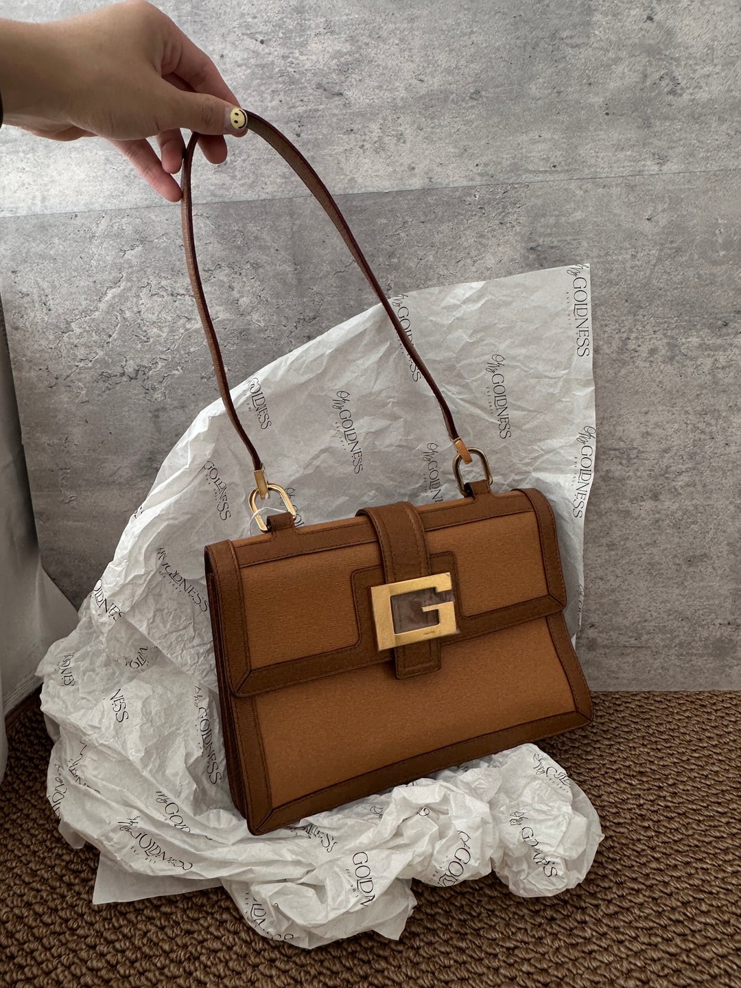 中古包 Gucci 古驰 焦糖色肩背包 - 手提包/手提袋 - 真皮 咖啡色