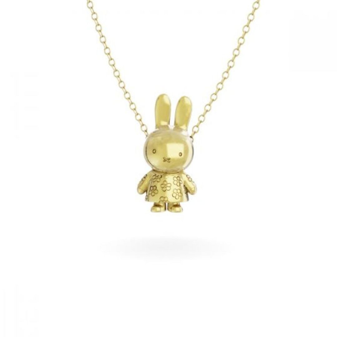 Miffy Necklaces 米飞儿全身站立花花迷你吊饰金项錬 - 项链 - 其他金属 金色