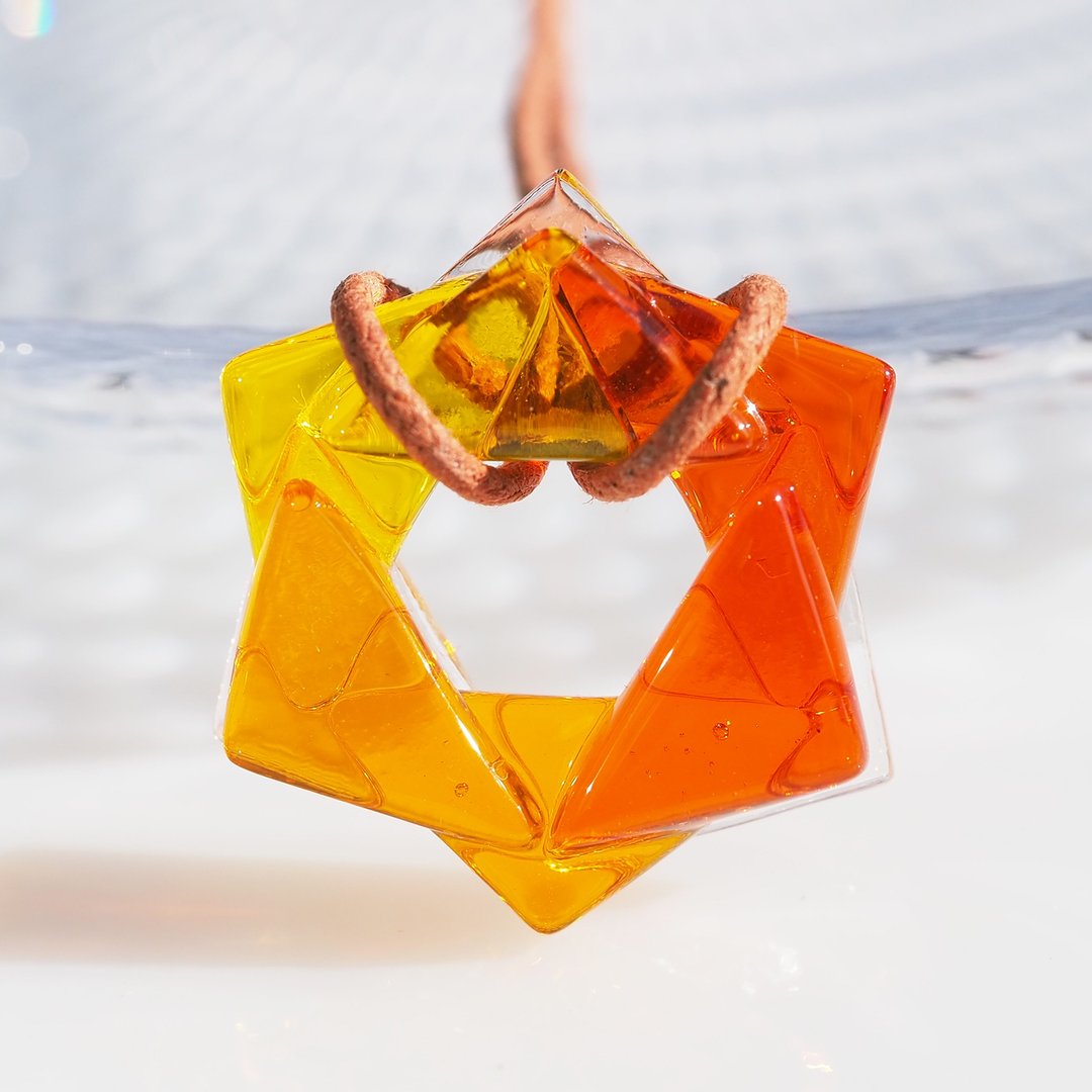 Konpeito Glass (Konpeito [Orange]) Necklace [Made to order] - 项链 - 玻璃 橘色