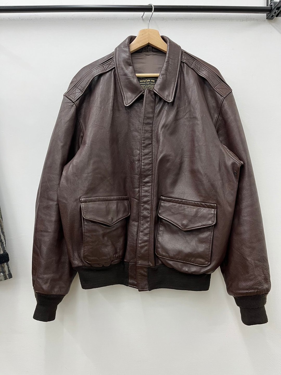 Sporty's Pilot Shop 真皮 皮衣 A-2 轰炸机 飞行外套 美国制 古 - 男装外套 - 真皮 咖啡色