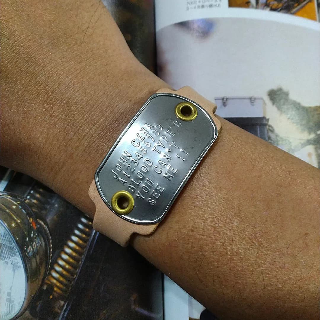 US army dog tag bracelet - 美军兵籍牌皮手环订制 - 手链/手环 - 真皮 橘色