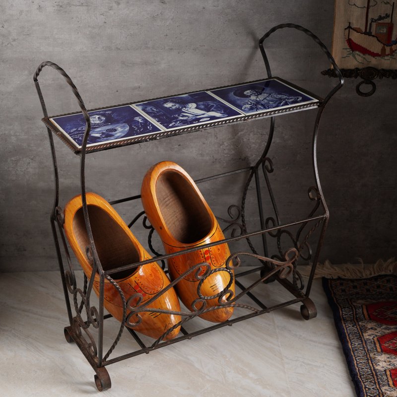 荷兰Frans Hals着名画作瓷砖锻铁杂志架/边桌/茶几 - 餐桌/书桌 - 其他金属 蓝色