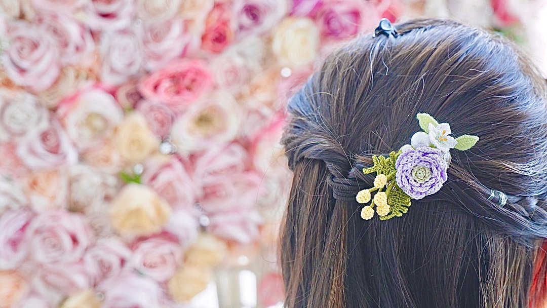 Mimosa Peony Lily hairpiece 定制 婚礼小物 结婚 新娘 钩织发夹 - 发饰 - 棉 多色
