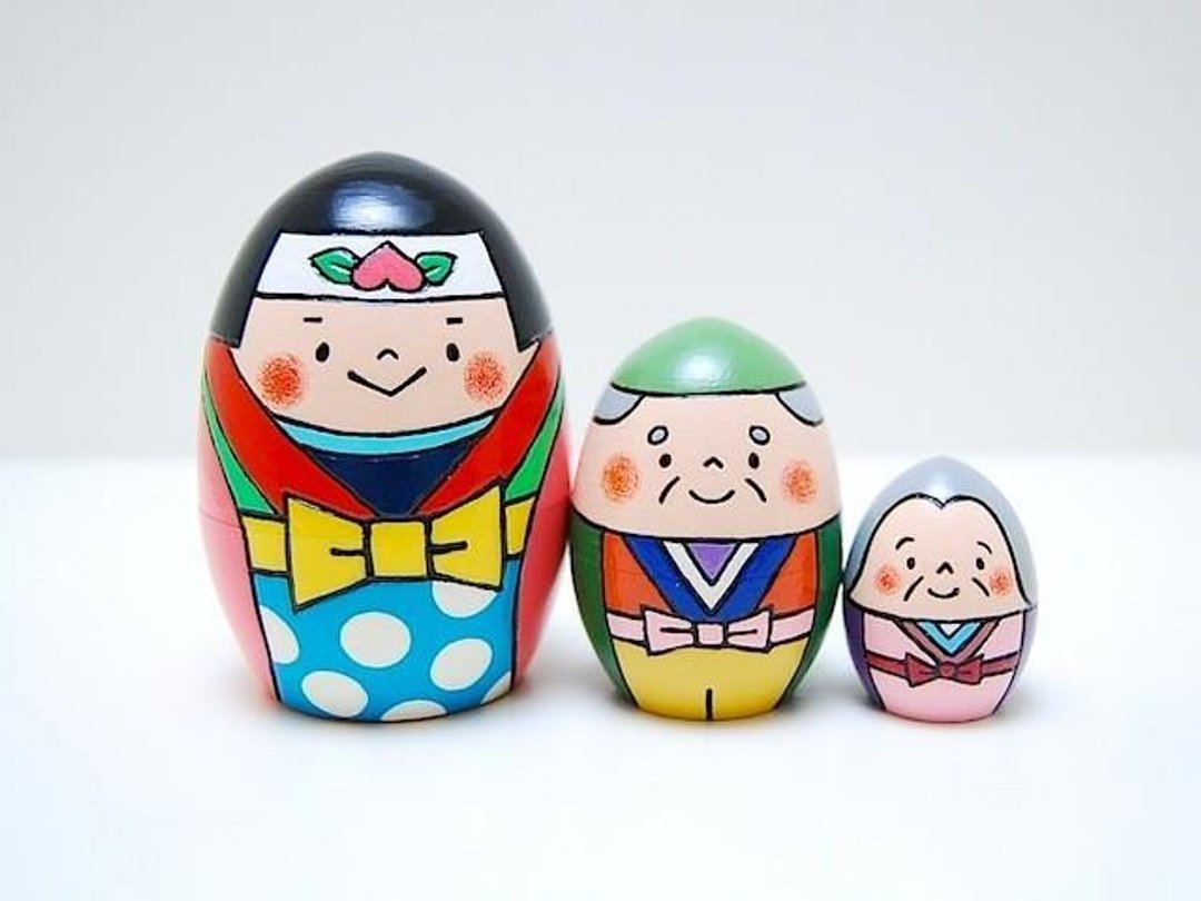 Momotaro * Matryoshka * grandfather and grandmother [2] - 玩偶/公仔 - 木头 红色