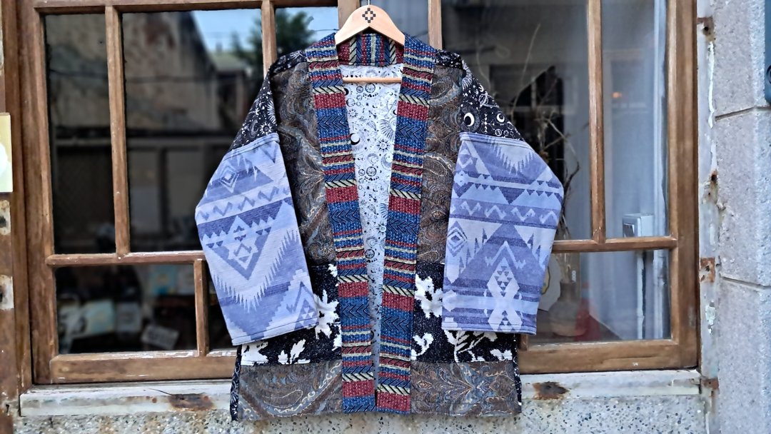 AMIN'S SHINY WORLD 印地安图腾镜射厚磅拼接 KIMONO   ONLY系列 - 男装外套 - 棉 多色