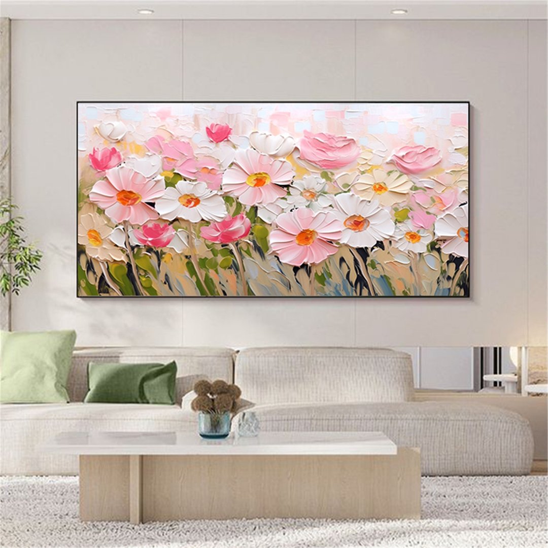 花语  粉色油画/抽象/原创商品/装饰画/挂画客厅餐厅手绘肌理画 - 海报/装饰画/版画 - 亚麻 
