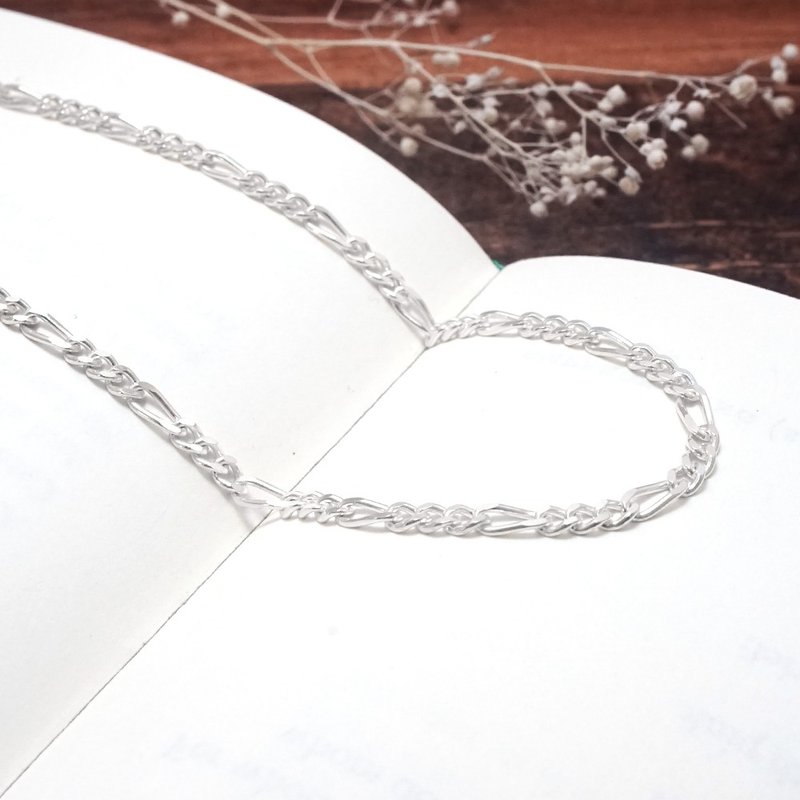 925纯银链 费加洛绳索链(3.6mm中链) 男生项链 多长度订制 - 项链 - 纯银 银色