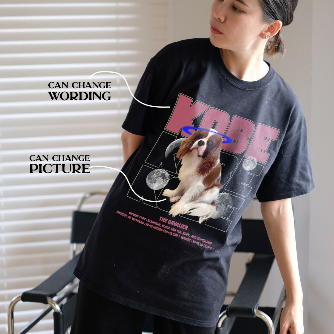 CUSTOM T-SHIRT (Angle) **照片及文字内容可更改 - 女装 T 恤 - 其他材质 黑色