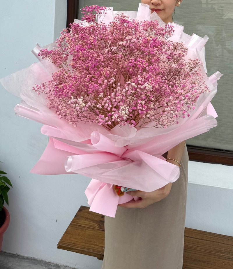 毕业满天星巨大花束、永生花、干燥花 - 干燥花/捧花 - 植物．花 粉红色