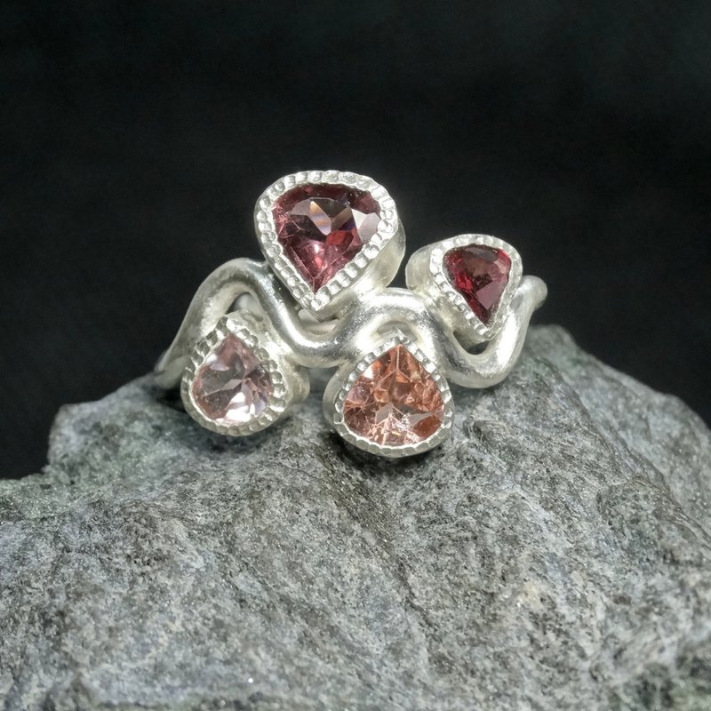 戒指 粉红 碧玺 925银饰 活动戒围 手工 饰品 首饰 宝石 - 戒指 - 宝石 粉红色