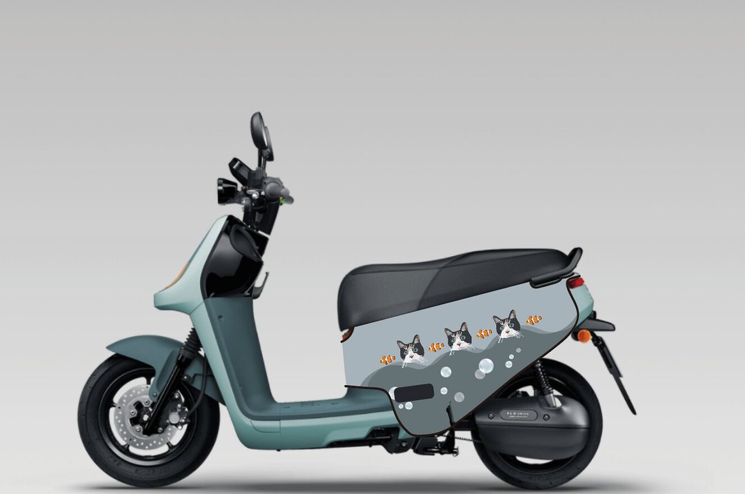 BLR gogoro 防刮车套 iD206 猫与鱼 - 其他 - 聚酯纤维 灰色