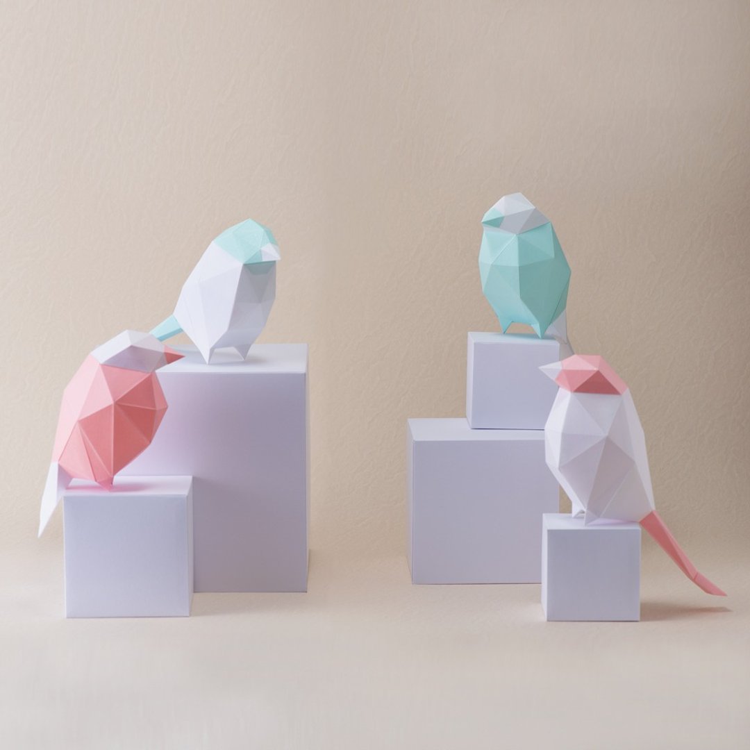 3D纸模型-DIY动手做-免裁剪-动物系列-鸟伙伴们(2只1组)-摆饰拍照 - 木工/竹艺/纸艺 - 纸 多色