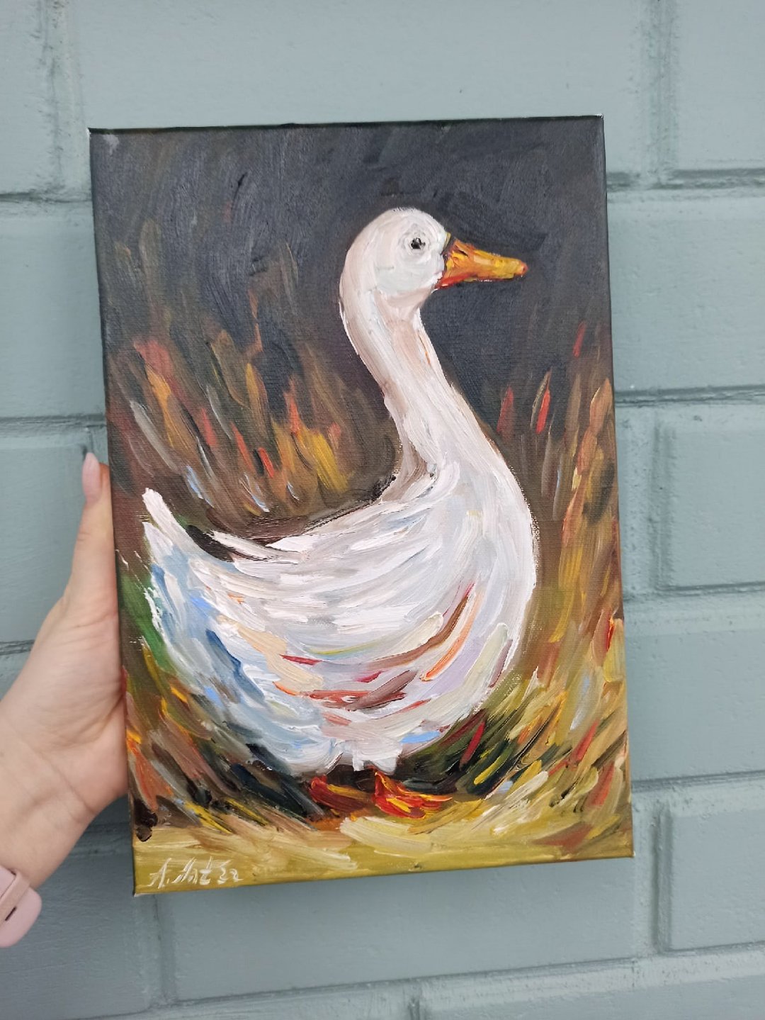 鸭油画鹅原创艺术鸟类艺术品农场动物墙壁艺术 - 墙贴/壁贴 - 棉 