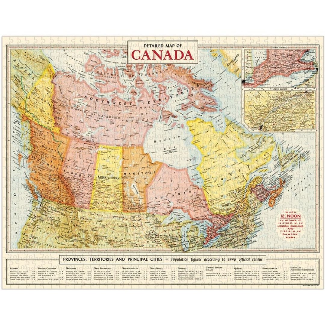 Cavallini & Co.  圆罐1000片拼图_加拿大地图 - 拼图 - 纸 多色