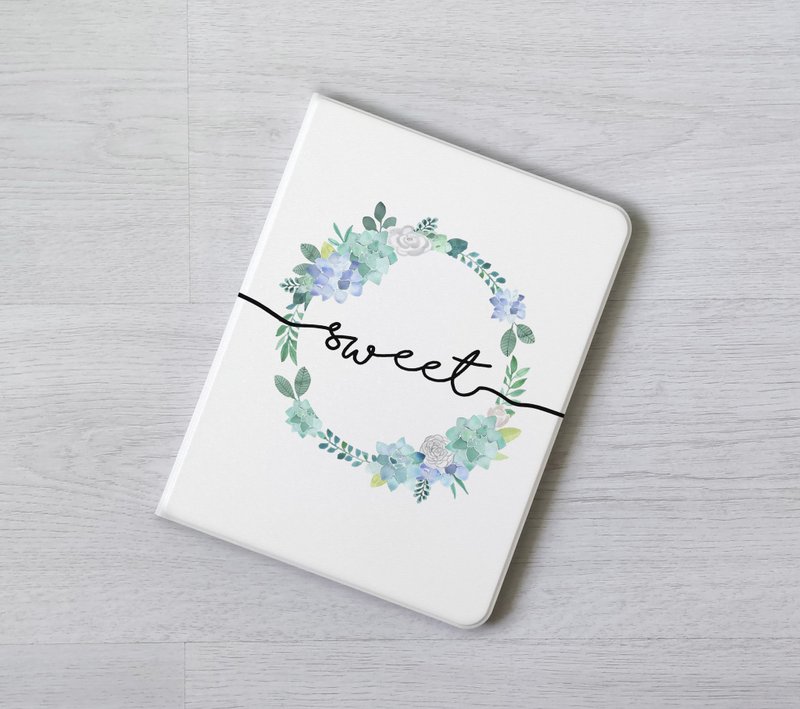 定制化加名纯色花环iPad mini 6 Pro 13 Air 7 笔槽翻盖式保护套 - 平板/电脑保护壳 - 塑料 多色