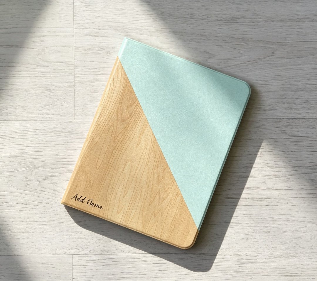 定制化加名纯色花环 iPad mini 6 Pro 13 Air 7 笔槽翻盖式保护套 - 平板/电脑保护壳 - 塑料 多色